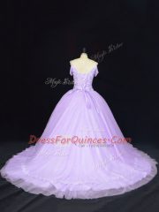 Best Selling Lace Up Sweet 16 Quinceanera Dress Lavender for Sweet 16 and Quinceanera with Beading Court Train