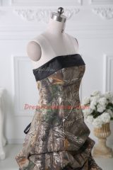 Strapless Sleeveless Lace Up Prom Party Dress Multi-color Printed