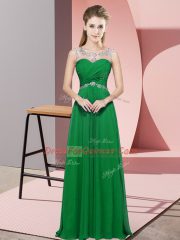 Sleeveless Backless Floor Length Beading Prom Dresses