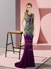 Best Sleeveless Sweep Train Appliques Zipper