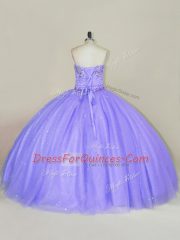 Lavender Strapless Lace Up Sequins Quinceanera Dress Sleeveless
