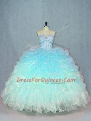 Modern Multi-color Sweetheart Lace Up Beading and Ruffles Sweet 16 Quinceanera Dress Sleeveless