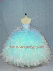 Modern Multi-color Sweetheart Lace Up Beading and Ruffles Sweet 16 Quinceanera Dress Sleeveless