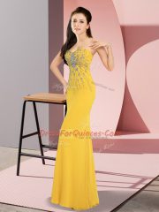 Gold Zipper Sweetheart Beading Dress for Prom Chiffon Sleeveless