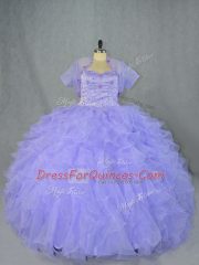 Exceptional Organza Sleeveless Floor Length Sweet 16 Dresses and Beading and Ruffles