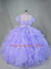 Exceptional Organza Sleeveless Floor Length Sweet 16 Dresses and Beading and Ruffles