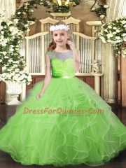 Scoop Neckline Lace and Ruffles Glitz Pageant Dress Sleeveless Backless
