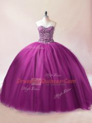 New Arrival Purple Sleeveless Tulle Lace Up Quinceanera Gown for Sweet 16 and Quinceanera