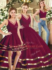 Superior Sleeveless Ruffled Layers Backless 15 Quinceanera Dress