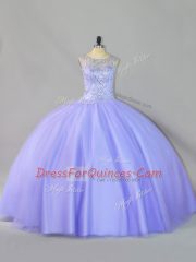 Exceptional Tulle Sleeveless Floor Length Quinceanera Gown and Sequins