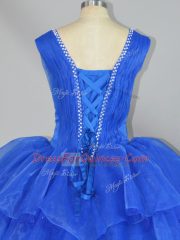 Affordable Blue Quinceanera Dress Sweet 16 and Quinceanera with Beading and Ruffled Layers Straps Sleeveless Lace Up