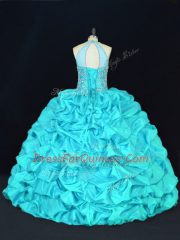 Taffeta Sleeveless Floor Length Sweet 16 Quinceanera Dress and Beading and Appliques and Embroidery and Pick Ups