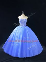 Best Selling Sweetheart Sleeveless Tulle 15th Birthday Dress Beading Lace Up