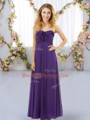 Exceptional Purple Lace Up Quinceanera Court Dresses Ruffles Sleeveless Floor Length