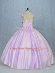 Luxurious Floor Length Ball Gowns Sleeveless Lavender Quinceanera Dresses Lace Up