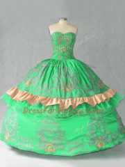 Floor Length Ball Gowns Sleeveless Green Ball Gown Prom Dress Lace Up