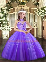 Floor Length Lavender Pageant Dress Toddler Tulle Sleeveless Appliques