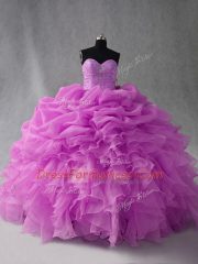 Sleeveless Lace Up Floor Length Beading and Ruffles and Pick Ups Quinceanera Dresses