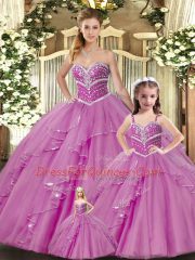 Floor Length Ball Gowns Sleeveless Lilac Sweet 16 Dress Lace Up