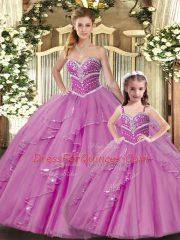 Floor Length Ball Gowns Sleeveless Lilac Sweet 16 Dress Lace Up