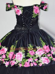 Dazzling Ball Gowns Sleeveless Black 15 Quinceanera Dress Brush Train Lace Up