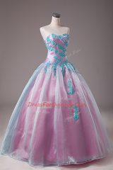 Classical Floor Length Ball Gowns Sleeveless Light Blue Vestidos de Quinceanera Lace Up