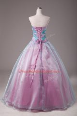 Classical Floor Length Ball Gowns Sleeveless Light Blue Vestidos de Quinceanera Lace Up
