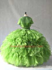 Simple Floor Length Ball Gowns Sleeveless Green Quinceanera Gown Lace Up