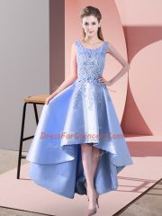 Delicate Scoop Sleeveless Satin Quinceanera Court of Honor Dress Lace Zipper