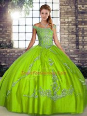 Sleeveless Lace Up Floor Length Beading and Embroidery Quinceanera Dresses