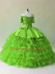 Popular Quinceanera Gowns Sweet 16 and Quinceanera with Embroidery and Ruffled Layers Off The Shoulder Sleeveless Lace Up