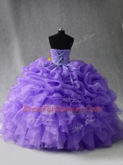 Cheap Floor Length Ball Gowns Sleeveless Lavender Quince Ball Gowns Lace Up