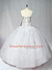 Floor Length Ball Gowns Sleeveless White Quinceanera Dresses Zipper