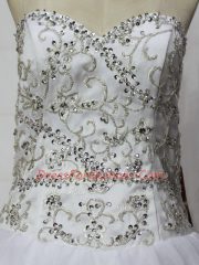 Floor Length Ball Gowns Sleeveless White Quinceanera Dresses Zipper