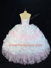 Organza Sleeveless Floor Length Sweet 16 Quinceanera Dress and Beading and Pick Ups