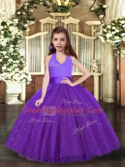 Cute Sleeveless Lace Up Floor Length Ruching Pageant Dress for Girls