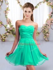Sumptuous Chiffon Sleeveless Mini Length Dama Dress for Quinceanera and Ruching