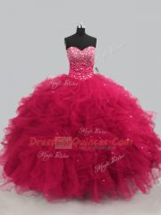 Stunning Sleeveless Lace Up Floor Length Beading and Ruffles Sweet 16 Quinceanera Dress