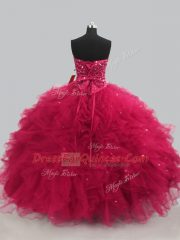 Stunning Sleeveless Lace Up Floor Length Beading and Ruffles Sweet 16 Quinceanera Dress