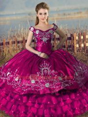 Popular Satin and Organza Sleeveless Floor Length Quinceanera Dresses and Embroidery and Ruffled Layers