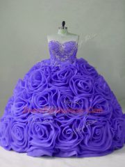 Lavender Sleeveless Beading Lace Up Quinceanera Gown