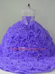 Lavender Sleeveless Beading Lace Up Quinceanera Gown