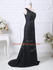 Black Column/Sheath Beading and Lace Prom Party Dress Side Zipper Taffeta Sleeveless