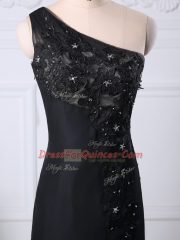 Black Column/Sheath Beading and Lace Prom Party Dress Side Zipper Taffeta Sleeveless