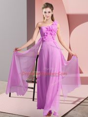 Super Lilac Sleeveless Hand Made Flower Floor Length Dama Dress