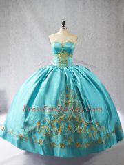 Charming Sleeveless Lace Up Floor Length Embroidery 15th Birthday Dress