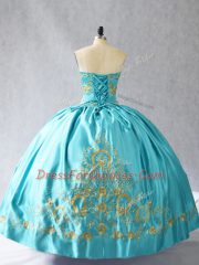 Charming Sleeveless Lace Up Floor Length Embroidery 15th Birthday Dress