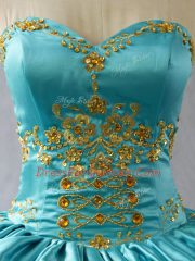 Charming Sleeveless Lace Up Floor Length Embroidery 15th Birthday Dress