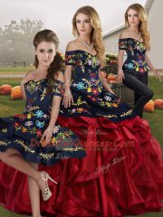 Stylish Sleeveless Embroidery and Ruffles Lace Up Vestidos de Quinceanera