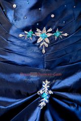 Perfect Royal Blue Taffeta Lace Up Halter Top Sleeveless Floor Length Sweet 16 Dresses Appliques and Pick Ups